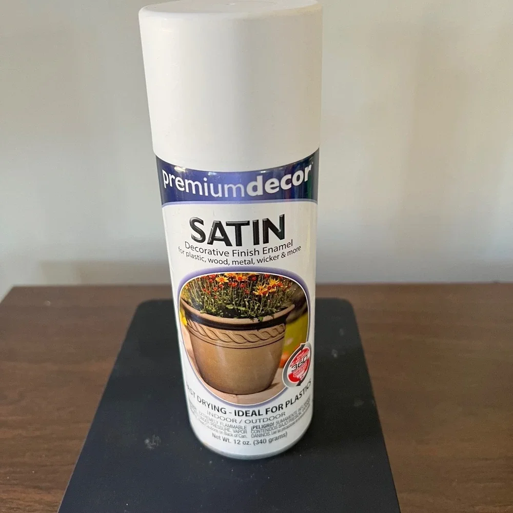 Premium Decor Satin White Decorative Finish Enamel Spray Paint 12oz PDS3 Fast Dr